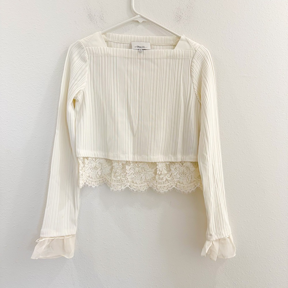 3.1 Phillip Lim White Boho Cottagecore Coquette Babydoll Designer Lace Top S - Picture 3 of 7